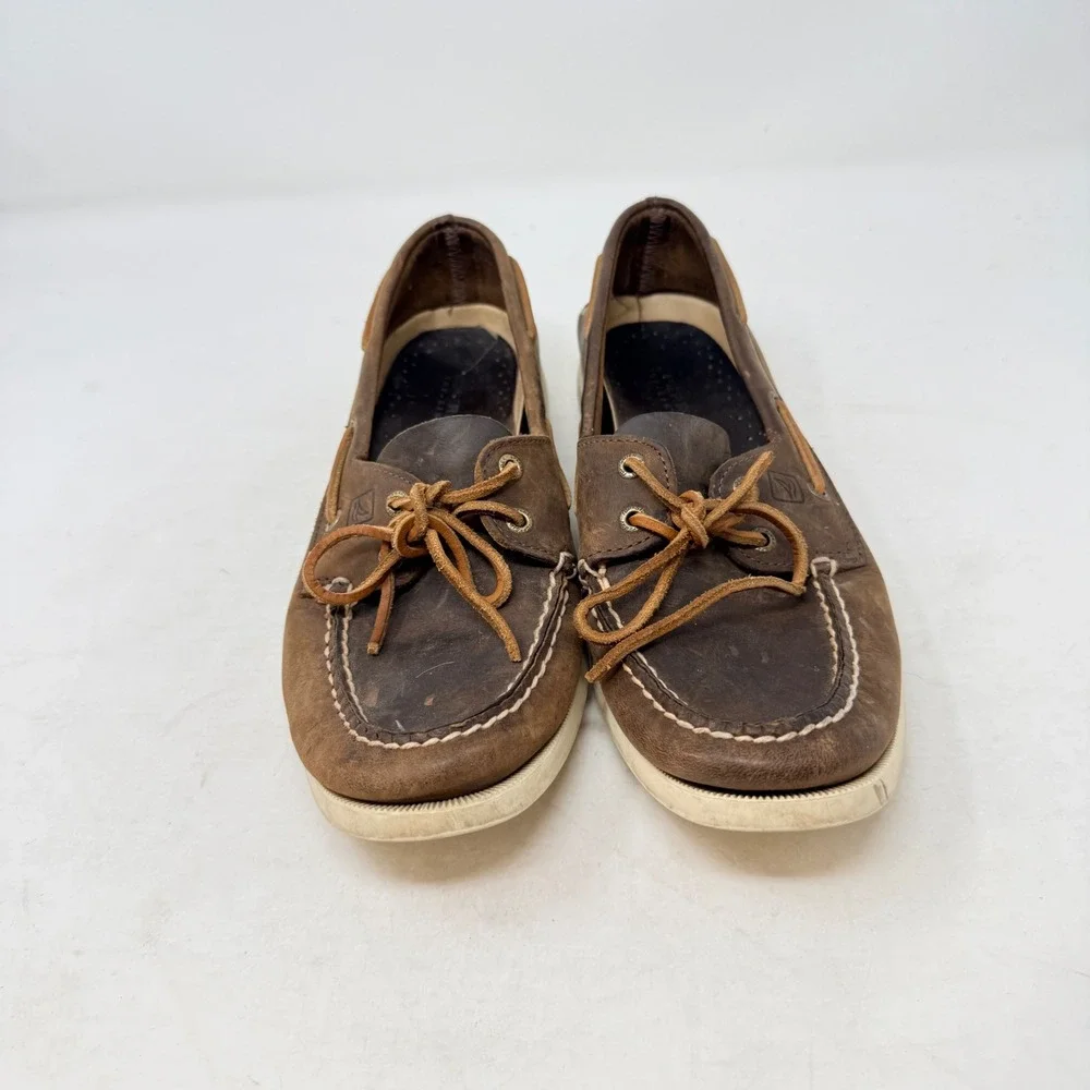 Sperry Boat Shoes Brown 9.5M Leather Nautical Preppy Classic Lake Life Beach